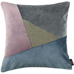Laden Sie das Bild in den Galerie-Viewer, McAlister Textiles Triangle Patchwork Velvet Blue, Purple + Grey Cushion Cushions and Covers Cover Only 43cm x 43cm 
