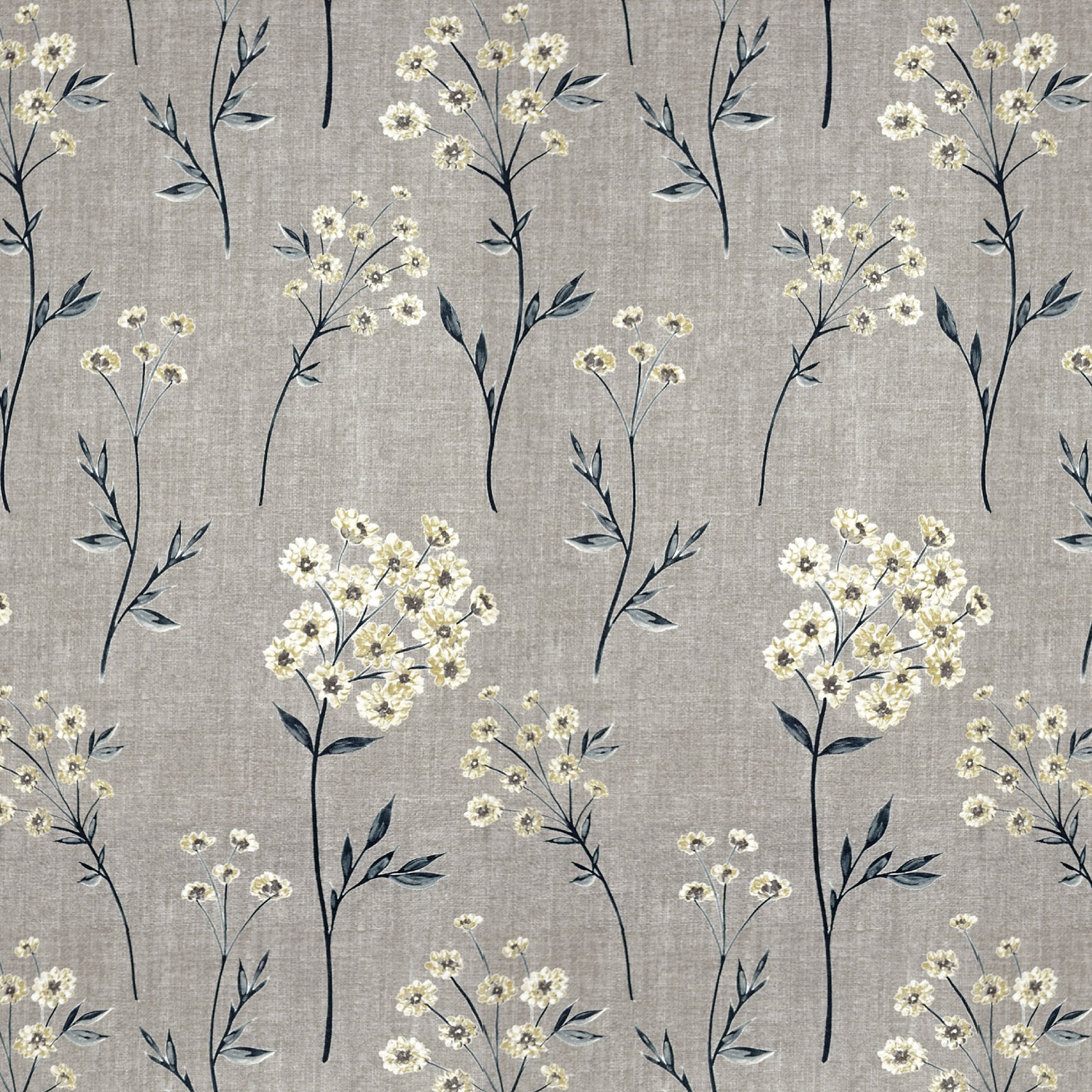 McAlister Textiles Meadow Soft Grey Floral Cotton Print Fabric Fabrics 1/2 Metre 