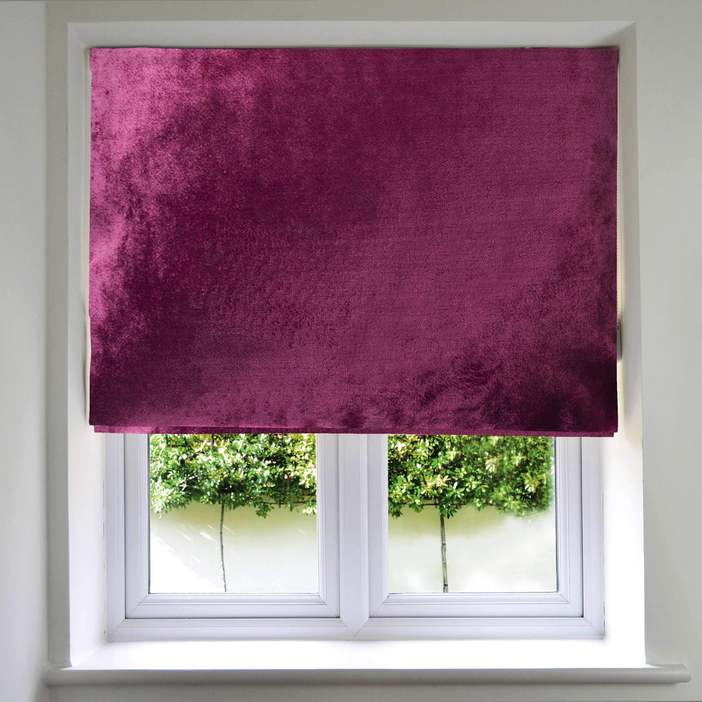 McAlister Textiles Fuchsia Pink Crushed Velvet Roman Blind Roman Blinds Standard Lining 130cm x 200cm 
