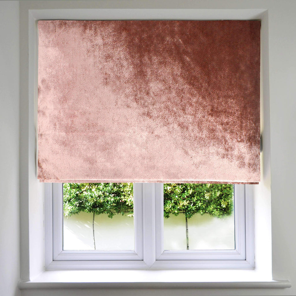 McAlister Textiles Rose Pink Crushed Velvet Roman Blind Roman Blinds Standard Lining 130cm x 200cm 