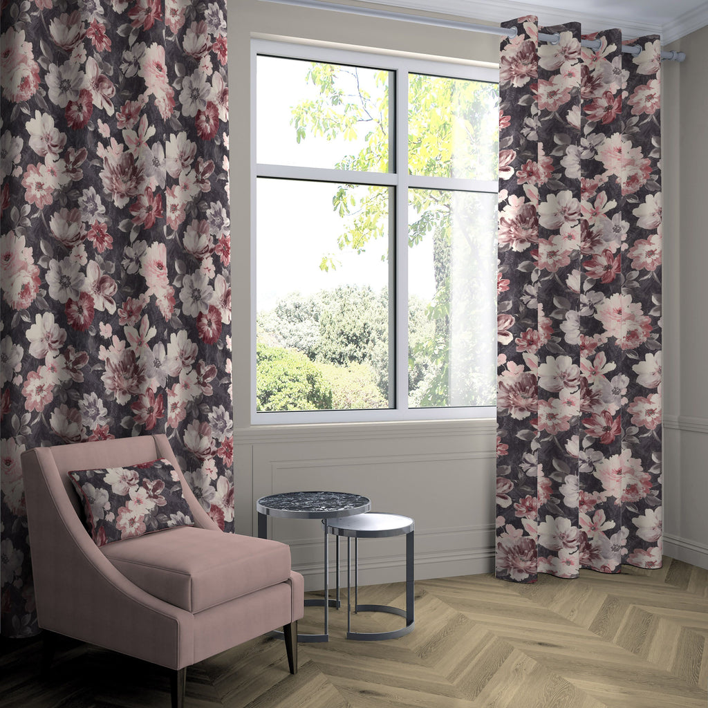 McAlister Textiles Camilla Grey, Pink and Purple Curtains Tailored Curtains 