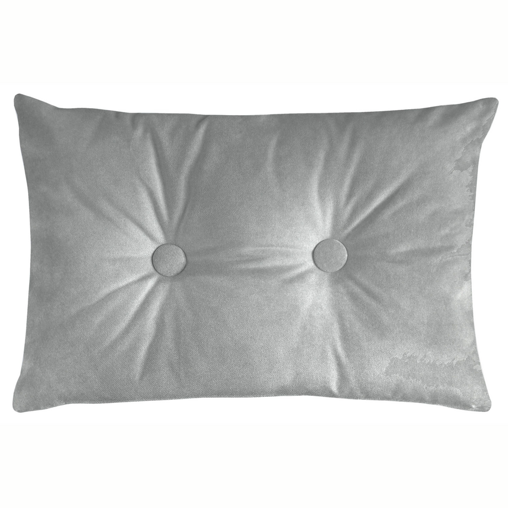 McAlister Textiles Matt Dove Grey Velvet Button 40cm x 60cm Pillow Pillow Polyester Filler 60cm x 40cm 