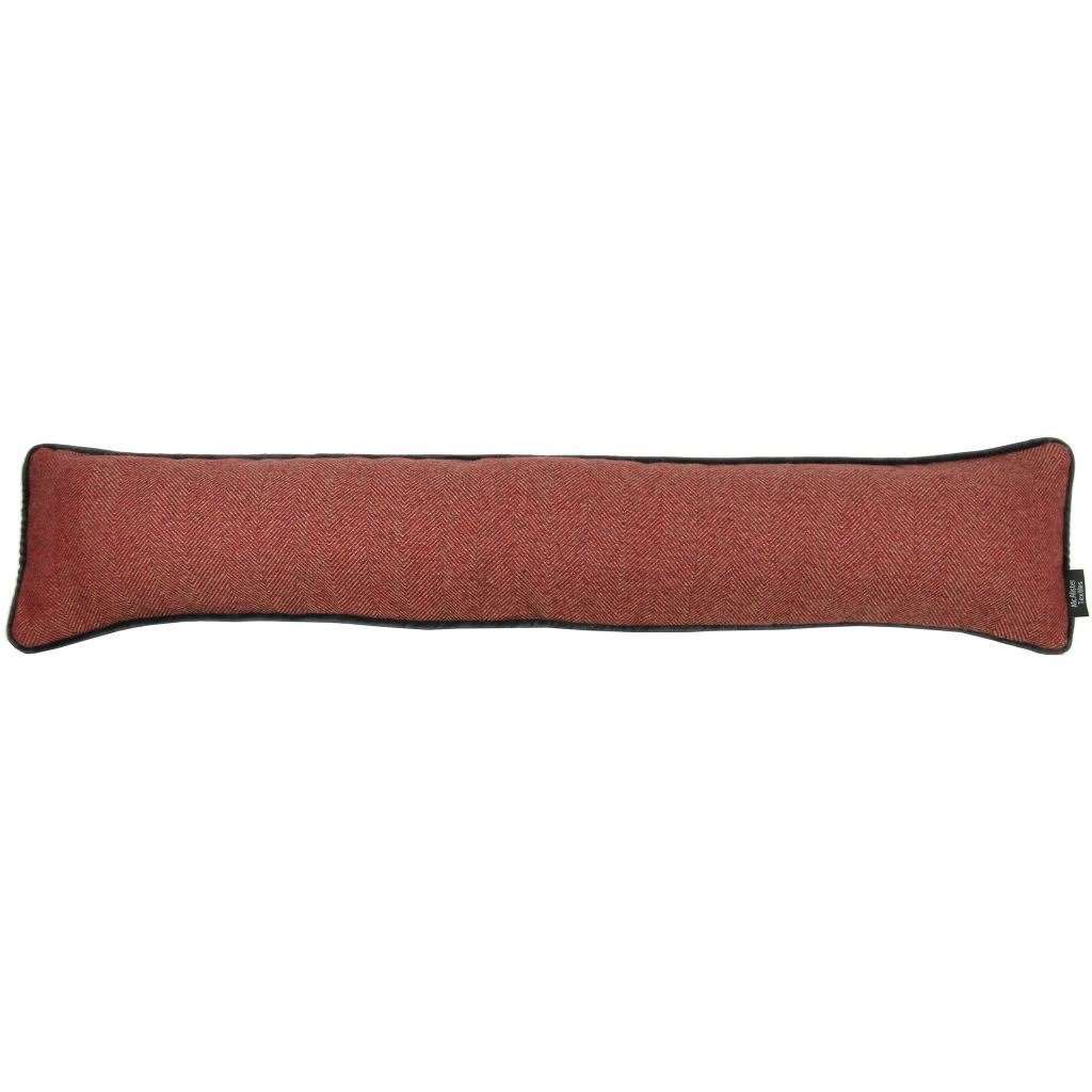 McAlister Textiles Herringbone Boutique Red + Grey Draught Excluder Draught Excluders 18cm x 80cm 