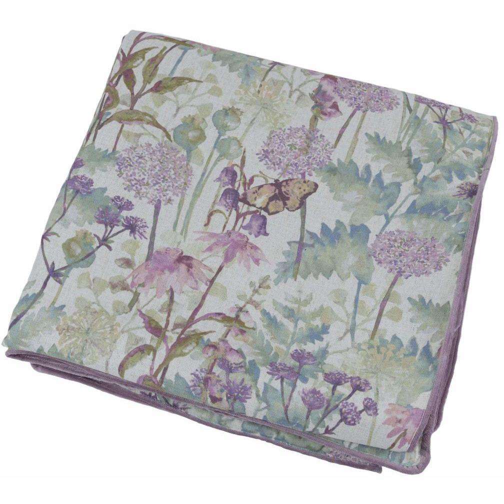McAlister Textiles Wildflower Pastel Purple Linen & Velvet Throws & Runners Throws and Runners Bed Runner (50cm x 165cm) 