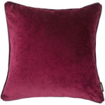 Laden Sie das Bild in den Galerie-Viewer, McAlister Textiles Matt Wine Red Contrast Piped Velvet Cushion Cushions and Covers Cover Only 43cm x 43cm 
