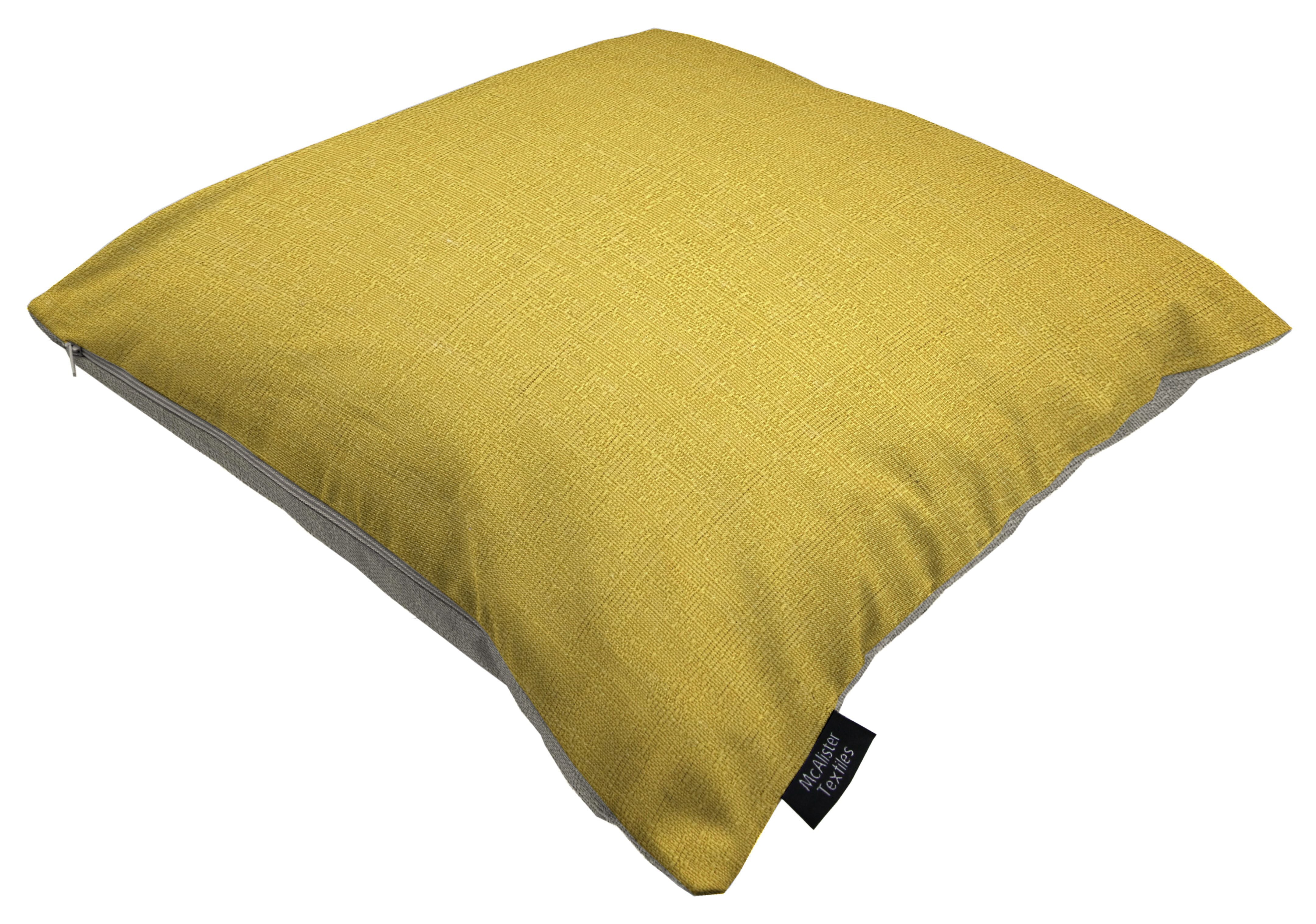 McAlister Textiles Harmony Ochre Yellow and Dove Grey Plain Cushions Cushions and Covers Cover Only 43cm x 43cm 