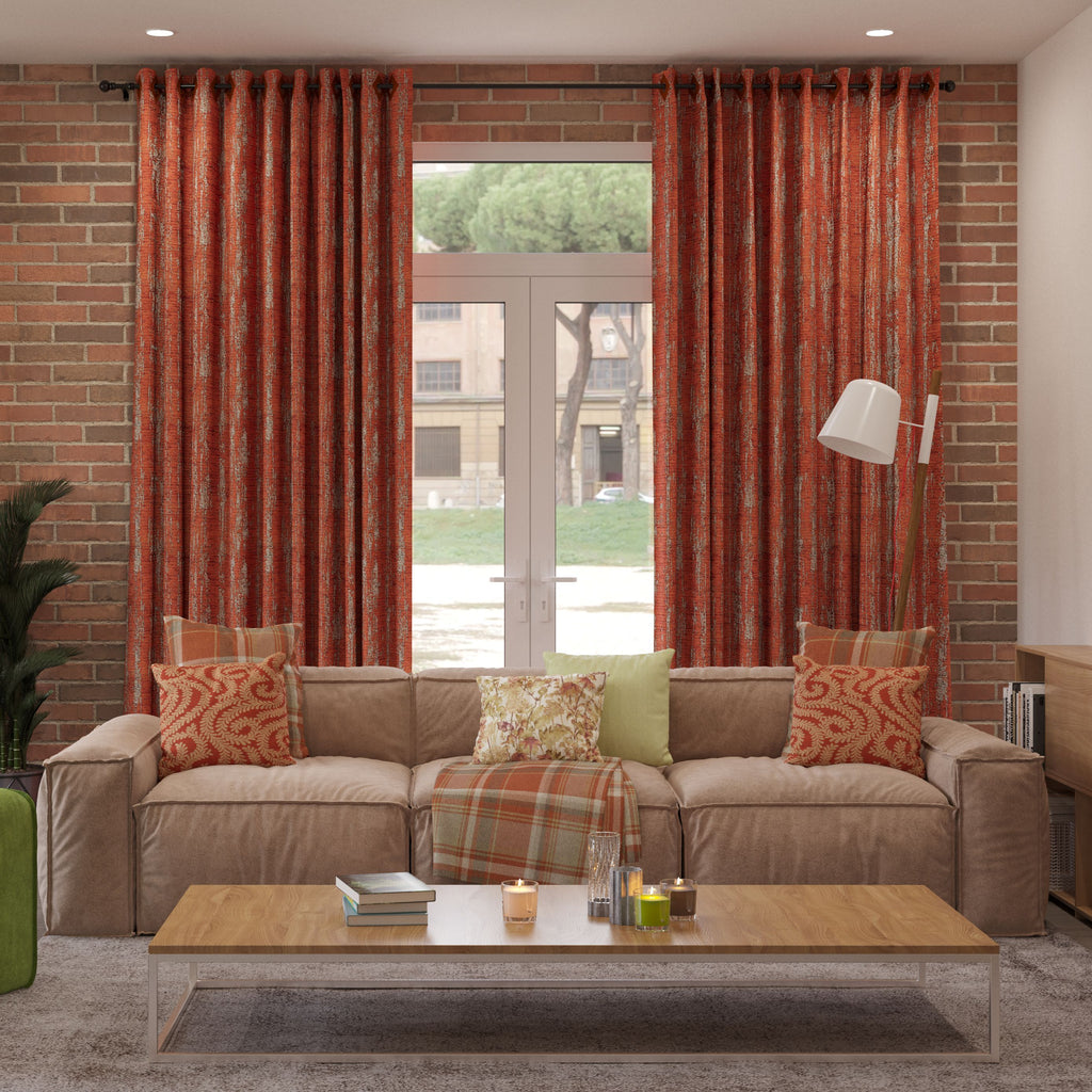 McAlister Textiles Textured Chenille Burnt Orange Curtains Tailored Curtains 