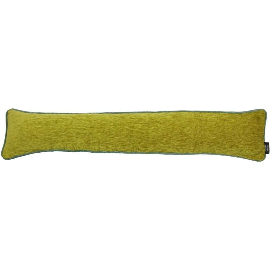 McAlister Textiles Plain Chenille Contrast Piped Green + Duck Egg Blue Draught Excluder Draught Excluders 18cm x 80cm 