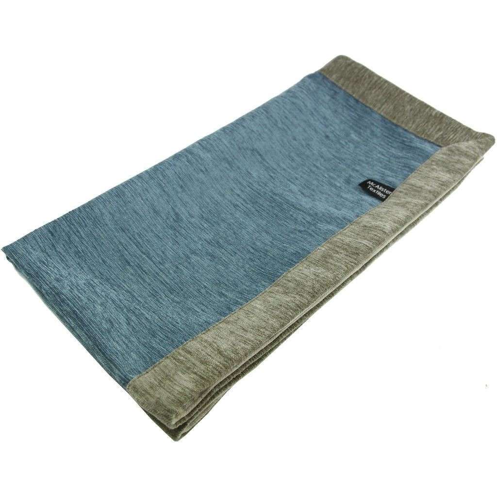 McAlister Textiles Plain Chenille Contrast Blue + Beige Throws & Runners Throws and Runners Regular (130cm x 200cm) 