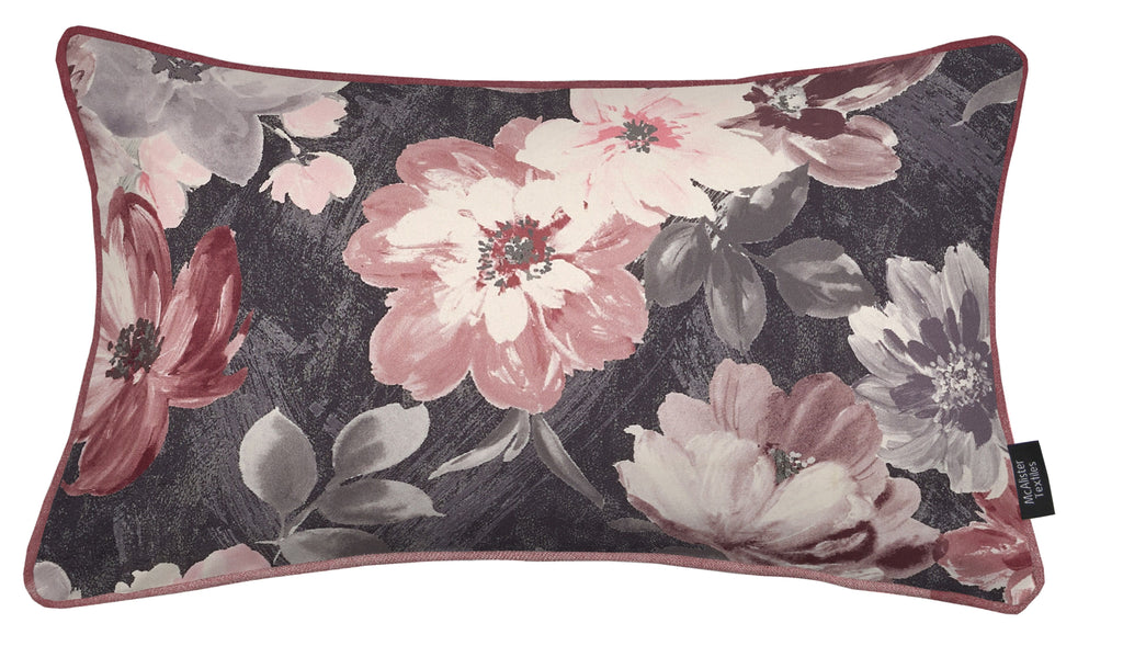 McAlister Textiles Camilla Grey, Pink and Purple Pillow Pillow Cover Only 50cm x 30cm 