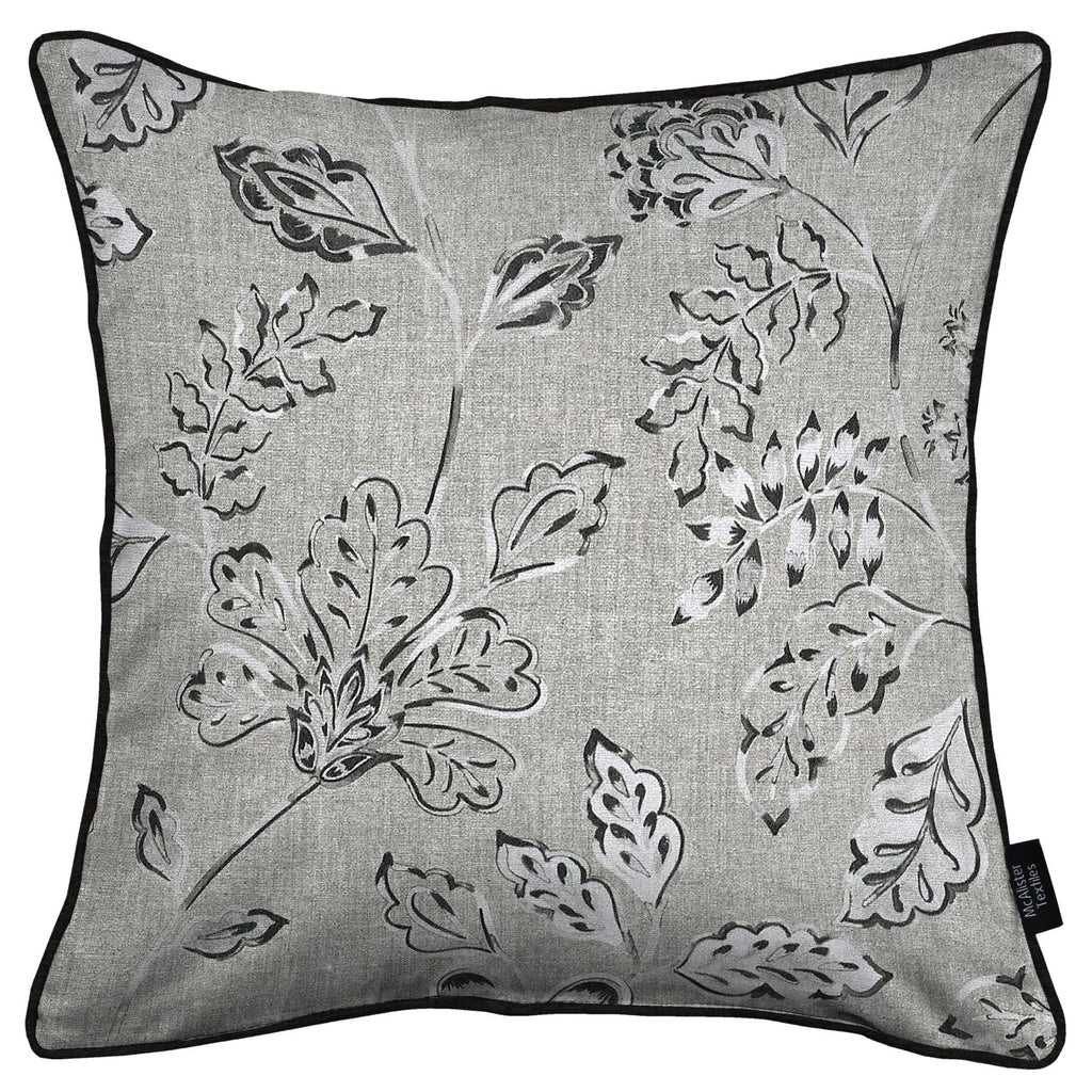 McAlister Textiles Eden Charcoal Grey Printed Cushions Cushions and Covers Cover Only 43cm x 43cm 