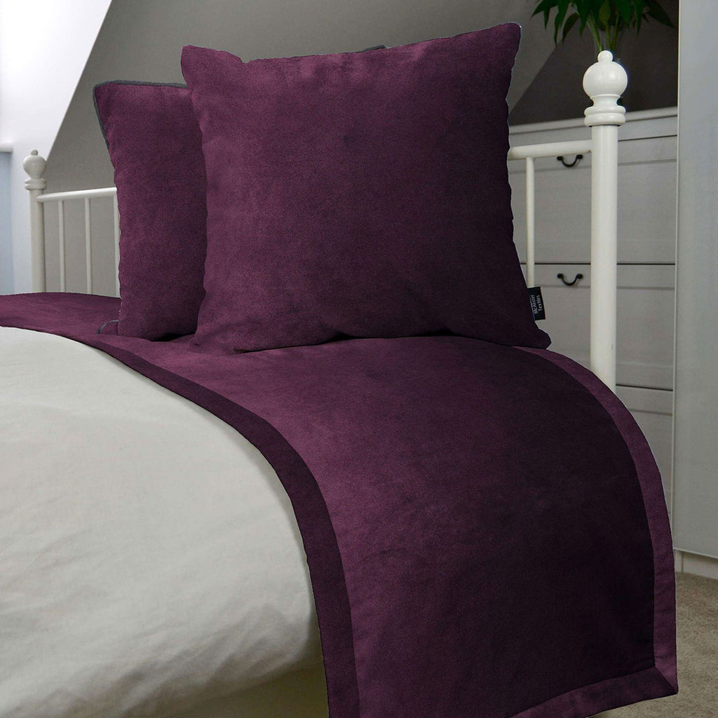 McAlister Textiles Matt Aubergine Purple Velvet Bedding Set Bedding Set 