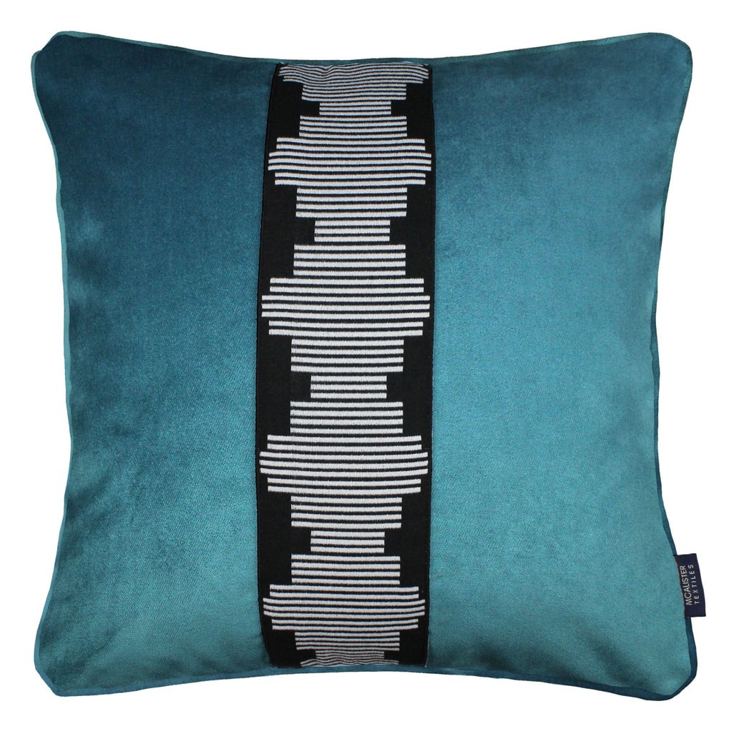 McAlister Textiles Maya Striped Blue Teal Velvet Cushion Cushions and Covers Cover Only 43cm x 43cm 