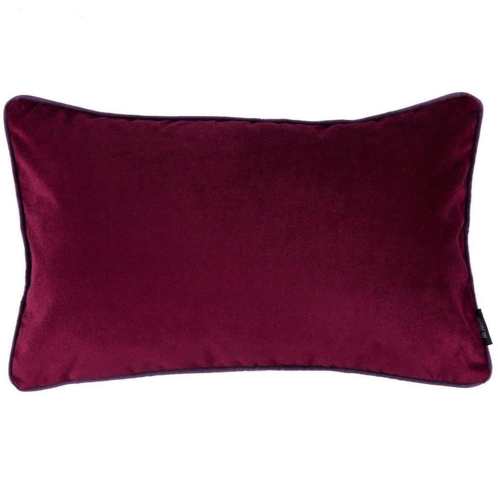 McAlister Textiles Matt Wine Red Piped Velvet Pillow Pillow Cover Only 50cm x 30cm 