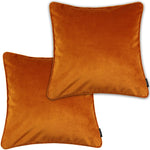 Laden Sie das Bild in den Galerie-Viewer, McAlister Textiles Matt Burnt Orange Velvet 43cm x 43cm Piped Cushion Sets Cushions and Covers Cushion Covers Set of 2 
