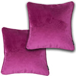 Laden Sie das Bild in den Galerie-Viewer, McAlister Textiles Matt Fuchsia Pink Velvet 43cm x 43cm Piped Cushion Sets Cushions and Covers Cushion Covers Set of 2 
