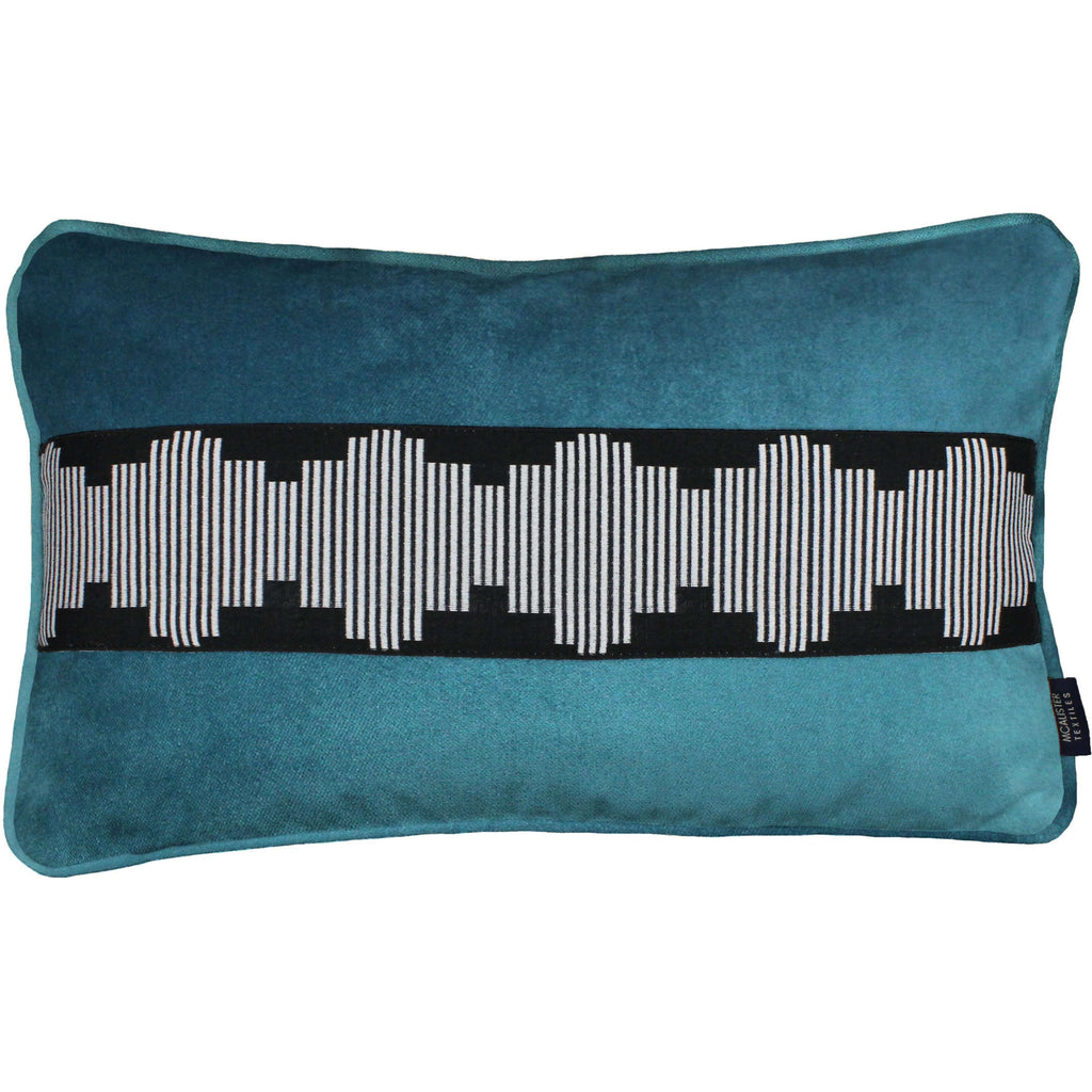 McAlister Textiles Maya Striped Blue Teal Velvet Pillow Pillow Cover Only 50cm x 30cm 