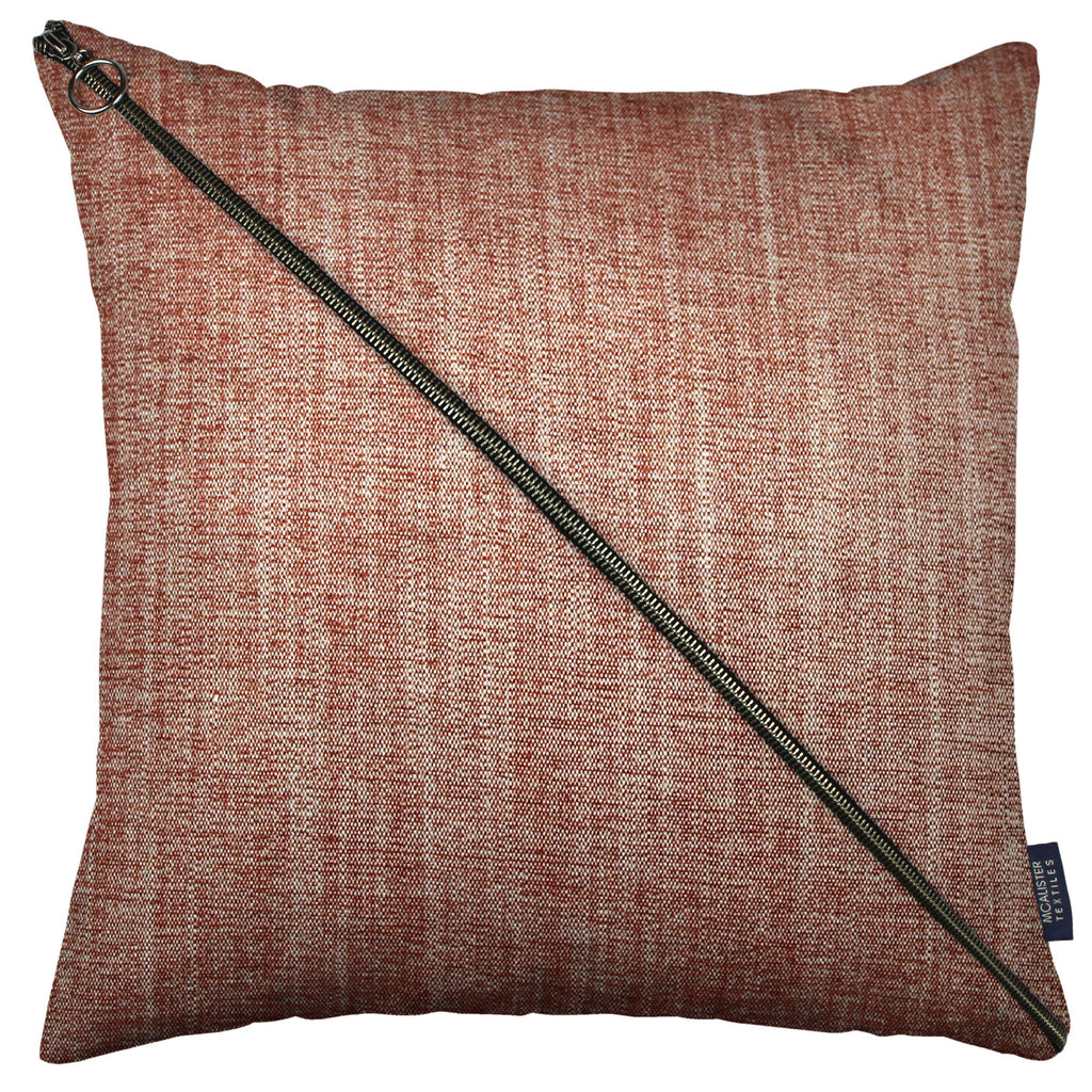 McAlister Textiles Rhumba Diagonal Zip Burnt Orange Linen Cushion Cushions and Covers Cover Only 43cm x 43cm 