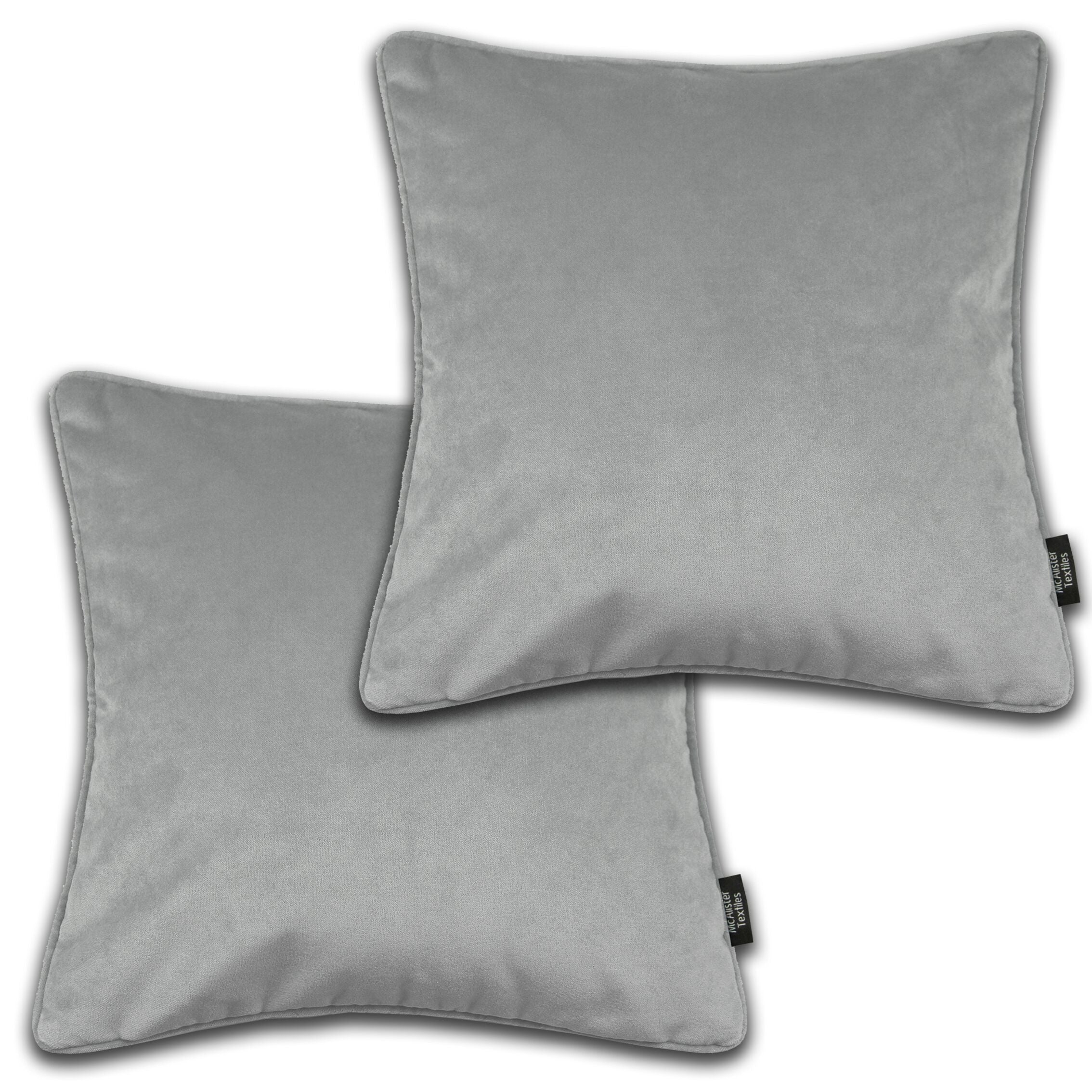 McAlister Textiles Matt Dove Grey Velvet 43cm x 43cm Cushion Sets Cushions and Covers Cushion Covers Set of 2 