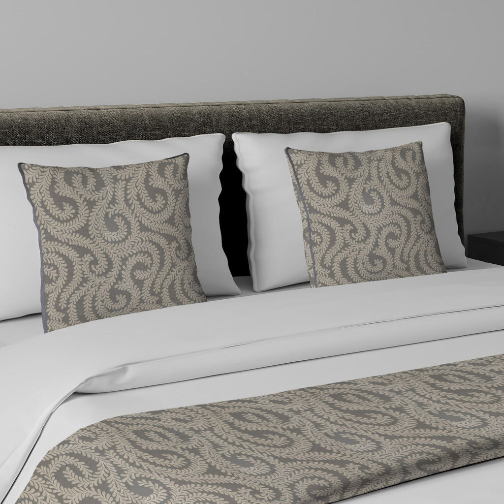 McAlister Textiles Little Leaf Charcoal Grey Bedding Set Bedding Set Runner (50x165cm) + 1x Cushion Cover 