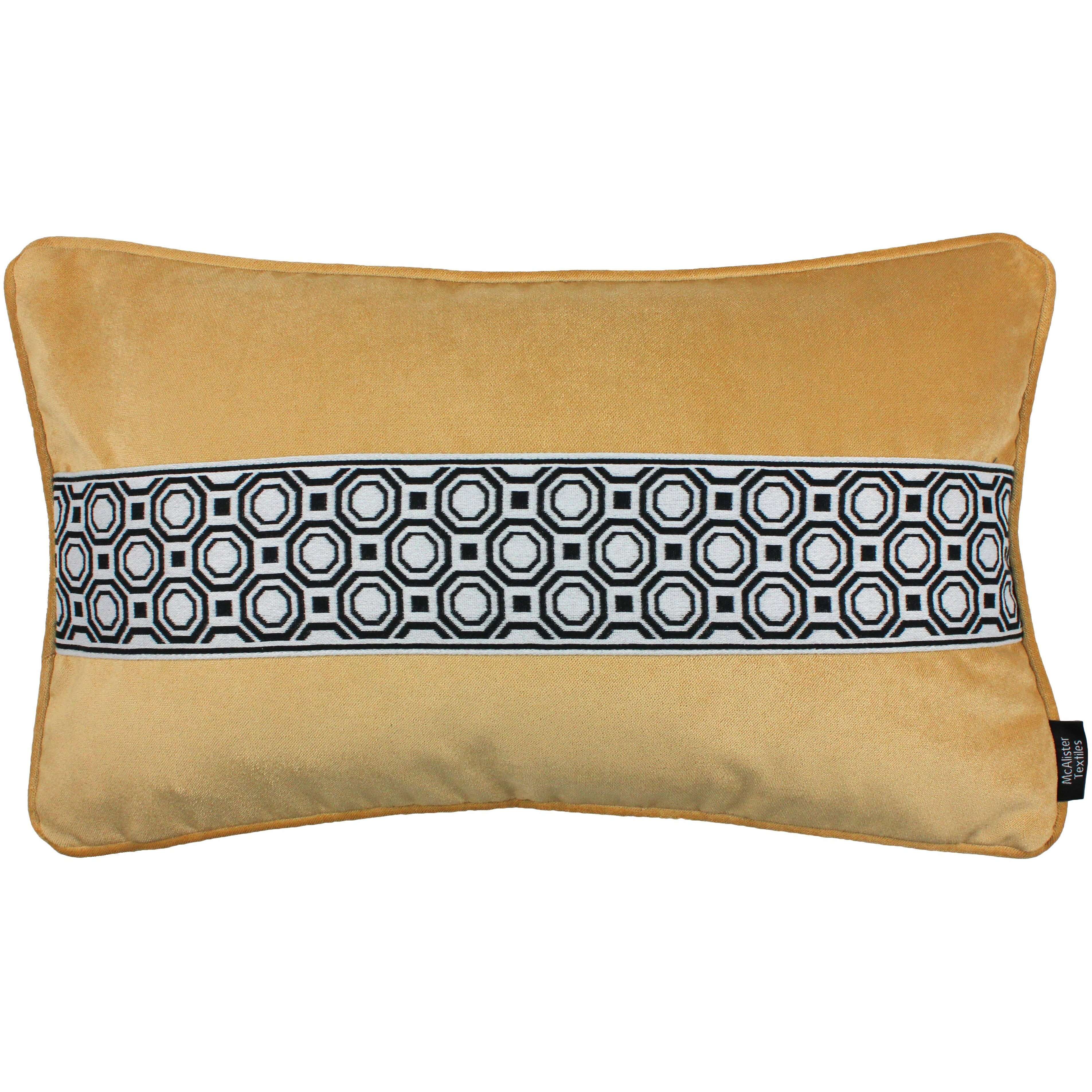 McAlister Textiles Cancun Striped Ochre Yellow Velvet Pillow Pillow Cover Only 50cm x 30cm 