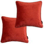 Laden Sie das Bild in den Galerie-Viewer, McAlister Textiles Matt Rust Red Orange Velvet 43cm x 43cm Piped Cushion Sets Cushions and Covers Cushion Covers Set of 2 
