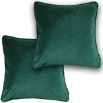 Laden Sie das Bild in den Galerie-Viewer, McAlister Textiles Matt Emerald Green Velvet 43cm x 43cm Piped Cushion Sets Cushions and Covers Cushion Covers Set of 2 
