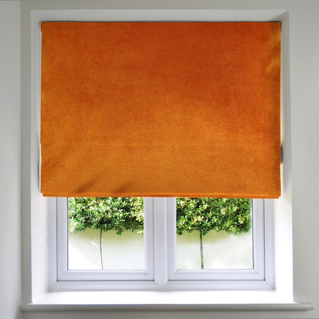 McAlister Textiles Matt Burnt Orange Velvet Roman Blind Roman Blinds Standard Lining 130cm x 200cm Spice