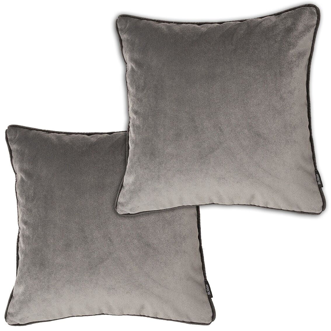 McAlister Textiles Matt Soft Silver Velvet 43cm x 43cm Piped Cushion Sets Cushions and Covers Cushion Covers Set of 2 