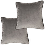 Laden Sie das Bild in den Galerie-Viewer, McAlister Textiles Matt Soft Silver Velvet 43cm x 43cm Contrast Piped Cushion Sets Cushions and Covers Cushion Covers Set of 2 
