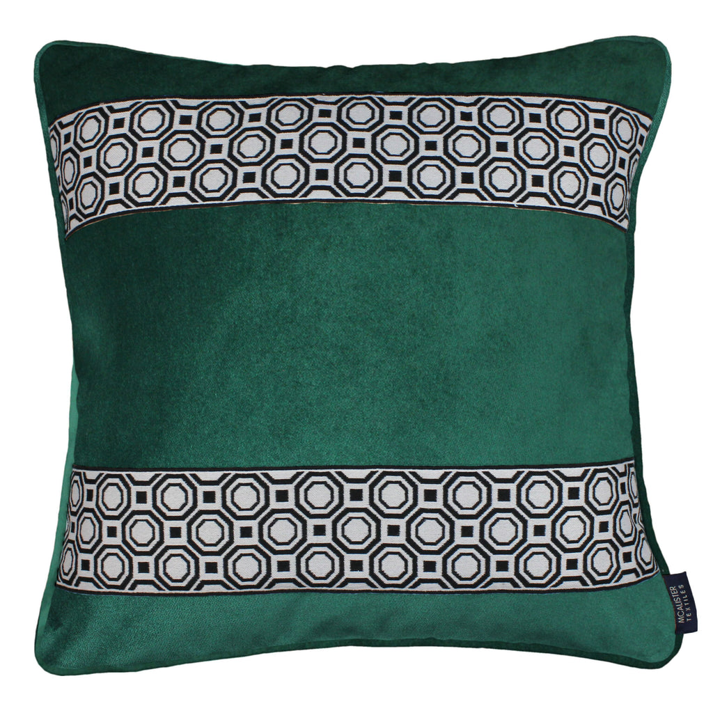 McAlister Textiles Cancun Striped Emerald Green Velvet Cushion Cushions and Covers Cover Only 43cm x 43cm 
