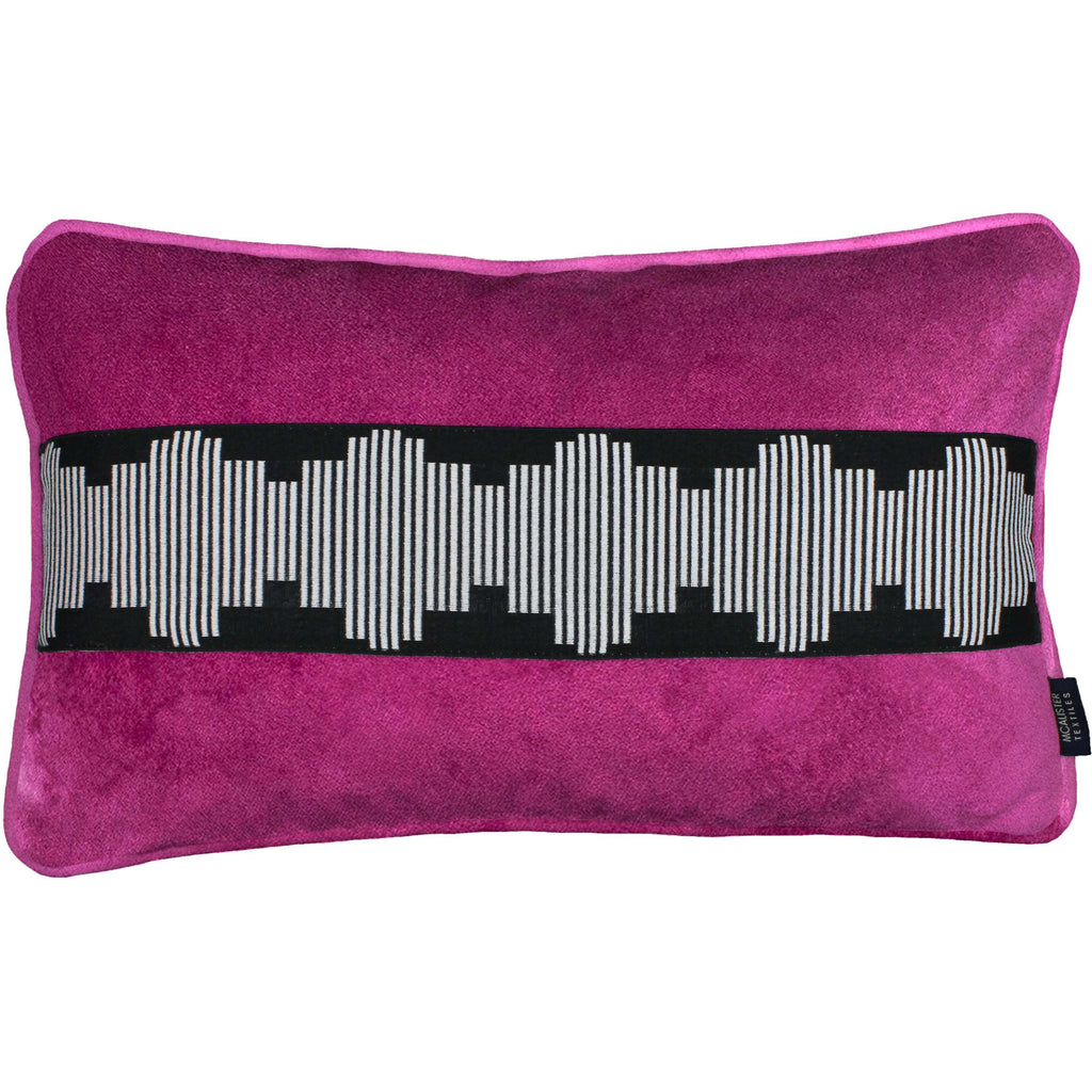 McAlister Textiles Maya Striped Fuchsia Pink Velvet Pillow Pillow Cover Only 50cm x 30cm 