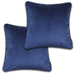 Laden Sie das Bild in den Galerie-Viewer, McAlister Textiles Matt Navy Blue Velvet 43cm x 43cm Piped Cushion Sets Cushions and Covers Cushion Covers Set of 2 
