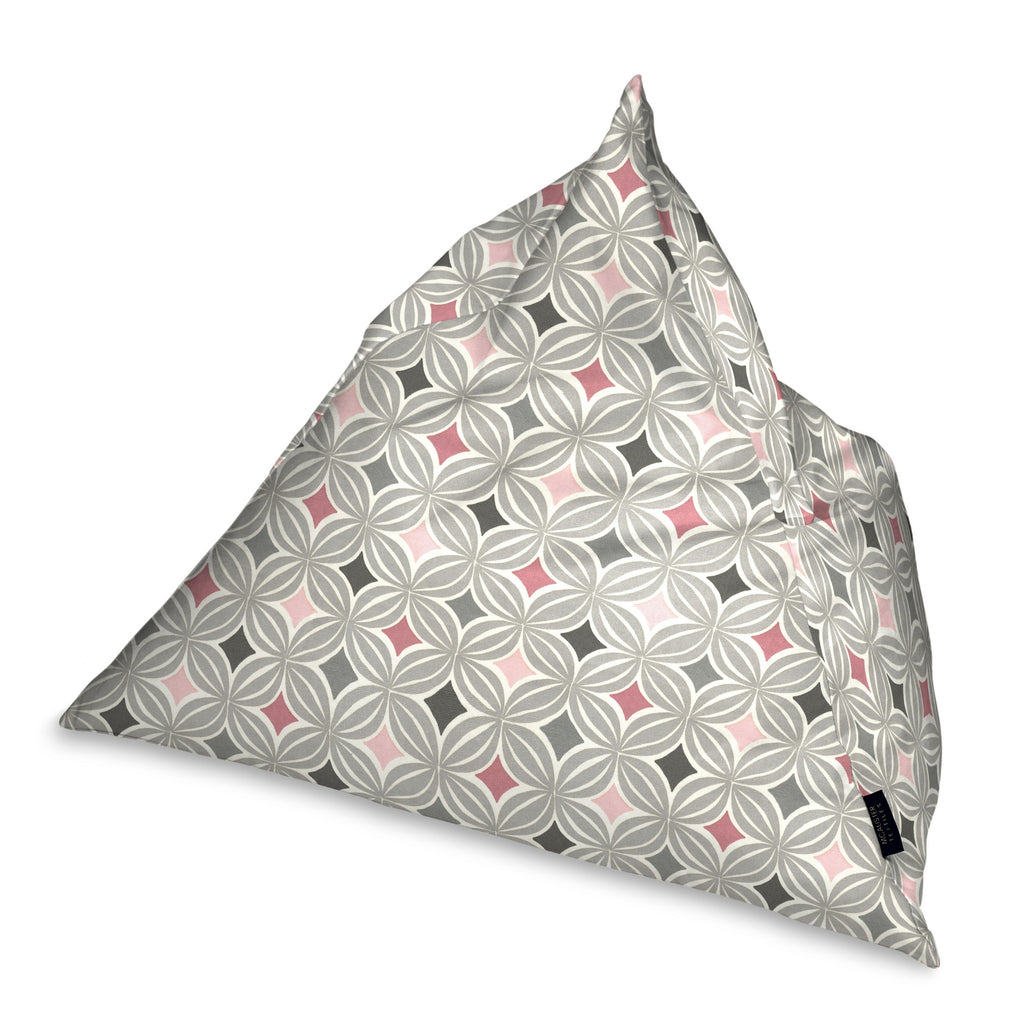 McAlister Textiles Laila Pink + Grey Bean Bag Chair Bean Bag 