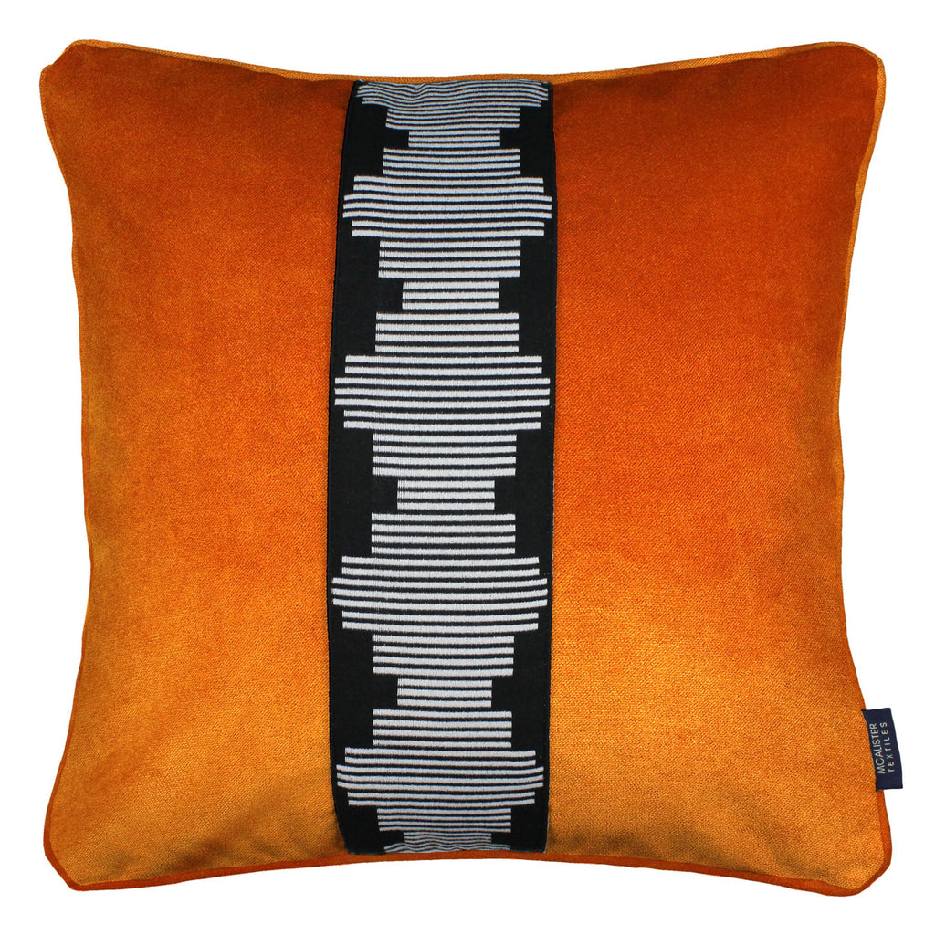 McAlister Textiles Maya Striped Burnt Orange Velvet Cushion Cushions and Covers Cover Only 43cm x 43cm 