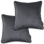 Laden Sie das Bild in den Galerie-Viewer, McAlister Textiles Matt Charcoal Grey Velvet 43cm x 43cm Contrast Piped Cushion Sets Cushions and Covers Cushion Covers Set of 2 
