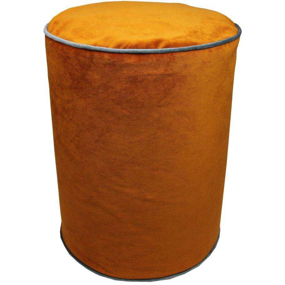 McAlister Textiles Deluxe Velvet Burnt Orange Ottoman Stool Round Stool 