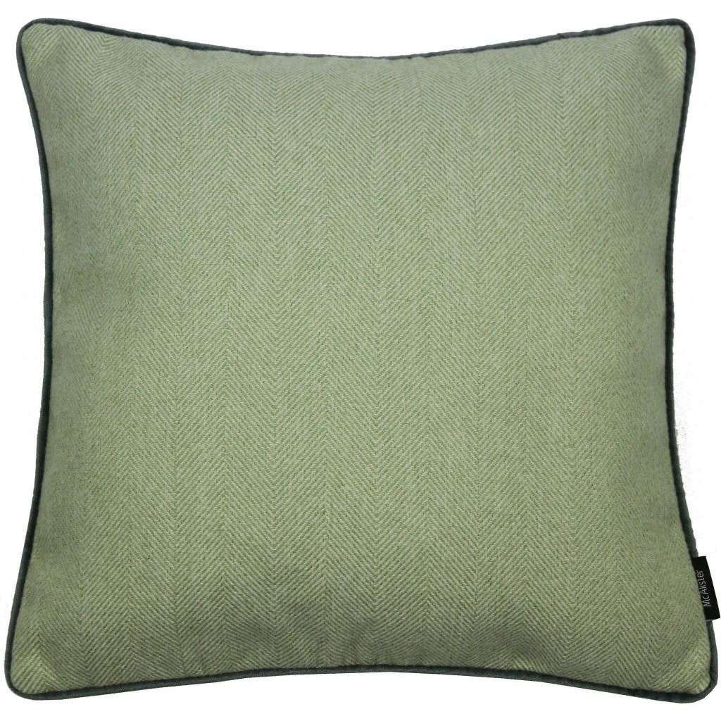 McAlister Textiles Herringbone Boutique Green + Grey Cushion Cushions and Covers Cover Only 43cm x 43cm 