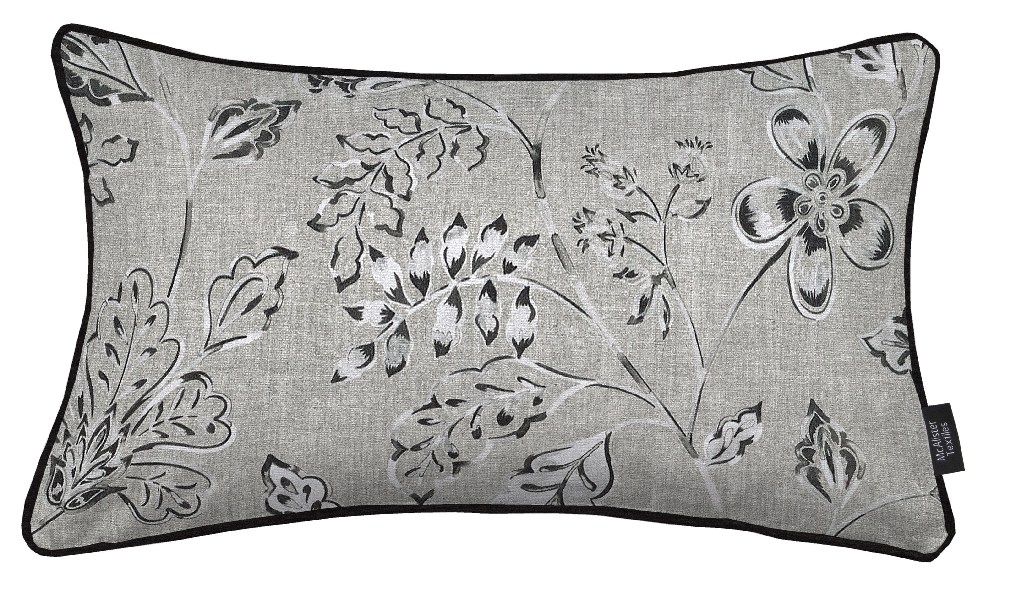McAlister Textiles Eden Charcoal Grey Printed Pillows Pillow Cover Only 50cm x 30cm 